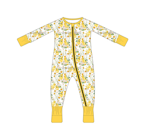 Pelele de bebé con patrón de pollito amarillo, manga larga, con cremallera, para dormir - Product Image 1