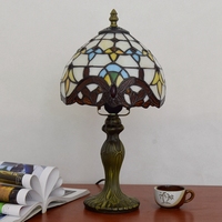 Abat-jour de lampe de table créatif rétro baroque européen de 8 pouces en verre teinté pour bar, restaurant, chambre à coucher, chevet