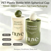Bouteille cylindrique vide en PET de taille personnalisée 150ml-500ml avec bouchon à vis en forme de boule, sérigraphiée OEM/ODM pour les soins personnels et cosmétiques