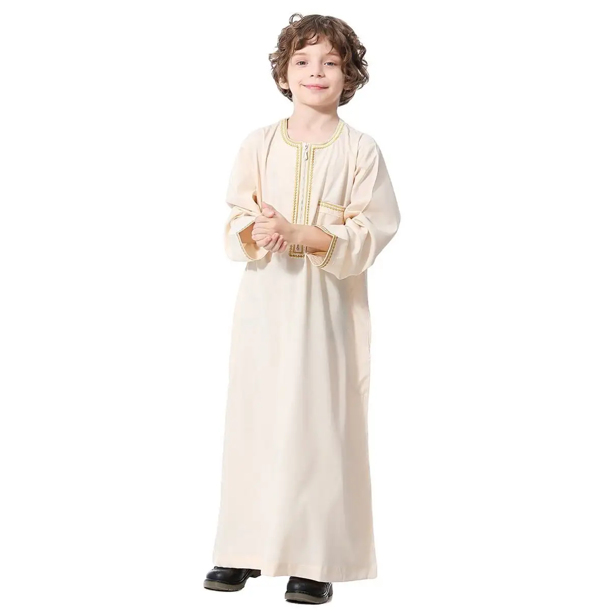 Wholesale Muslim Kids Clothes Abaya Prayer Dresses African Islamic Clothing with Long Sleeves Children Abaya Custom Logo