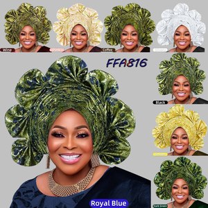 หมวกผ้าโพกหัวคริสตัลแบบสวมศีรษะสไตล์แอฟริกัน2025ไนจีเรียผลิตขึ้นแล้ว - Product Image 1
