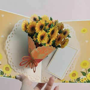3D Sunflower Pop Up Greeting Card <b>Paper</b> Flower Bouquet Card with Envelope for Birthday Wedding Mother's Day Teacher's Day Gift - Product Image 1