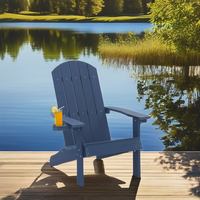 Chaise de plage Uplion tout temps, chaise classique en plastique et bois d'extérieur avec porte-gobelet, chaise Adirondack de jardin