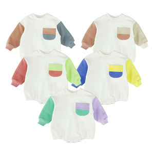 ชุดรอมเปอร์เด็กทารกผ้าเฟรนช์เทอร์รี่แขนยาว แต่งสีตัดกัน สไตล์บูติก - Product Image 1