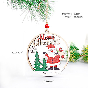 Hot Selling High Quality <b>Wooden</b> Circle <b>Christmas</b> <b>Tree</b> Decoration Hollow Out Eco-friendly Hanging Pendant Ornaments - Product Image 4