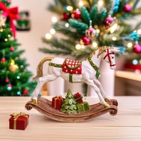 Cheval à bascule décoratif de Noël en résine synthétique, artisanat, cadeau, ornement pour la maison, le salon, la bibliothèque, pour amis