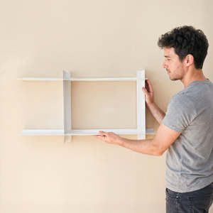 Étagère murale en métal Kora 75 cm, acier thermolaqué mat, étagère murale multifonctionnelle moderne pour salon - Product Image 6
