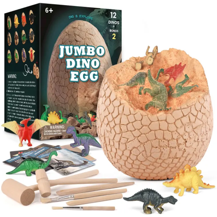 Penjualan Terbaik DIY pendidikan dinosaurus mainan Paskah hadiah aktivitas dinosaurus menggali mainan jumbo dino telur dig kit untuk anak-anak
