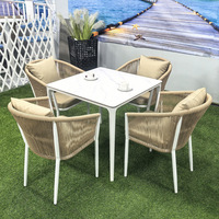 Table de jardin en aluminium durable avec plateau en pierre frittée, résistante aux taches et aux UV, pour une utilisation extérieure toute l'année