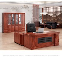 Escritorio de Oficina en Forma de L de Foshan, MDF con Gabinete de Almacenamiento, Madera Clásica de Caoba Vintage para Gerente, Presidente, Ejecutivo, Director Ejecutivo