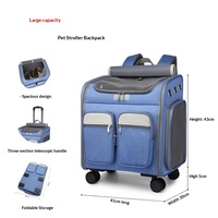 Sac à dos de transport pour animaux de compagnie multi-fenêtres, respirant, pliable, double conception, avec roulettes, grand espace pour chats et petits chiens, idéal pour l'extérieur