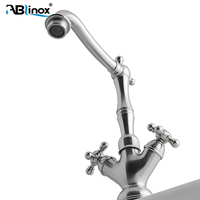 Robinet de cuisine moderne européen en acier inoxydable 304 316, finition satinée, double poignée, mitigeur doré avec douchette pour cuisine