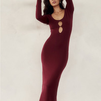 Robe pull midi à manches longues en tricot pour femmes, vêtements pour femmes fabriqués par des fabricants de tricots