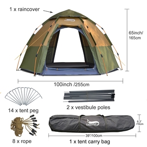 Carpa Automática <span class=keywords><strong>Desert</strong></span>&<span class=keywords><strong>Fox</strong></span> para 3-4 Personas, Fácil de Armar, para 4 Estaciones, Ideal para Viajes Familiares y Excursionismo - Product Image 5