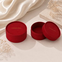 Caja Redonda de Cartón Roja Delgada y Elegante Personalizada con Tapa, Empaque Ecológico con Logotipo de Marca para Mini Cosméticos
