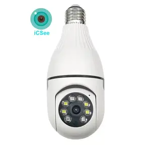 Trong nhà E27 chủ Night Vision Bulb Camera Mini 360 CCTV wifi an ninh E27 Ổ cắm đèn PTZ bóng đèn icsee IP Camera