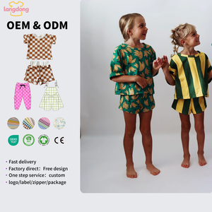 Ensembles <span class=keywords><strong>de</strong></span> vêtements pour enfants en coton ample d'été, t-shirts et shorts imprimés personnalisés, ensembles <span class=keywords><strong>de</strong></span> vêtements unisexes pour bébés filles et garçons - Product Image 1