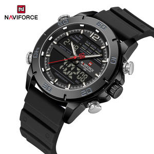 NAVIFORCE 9253 Fashion Double Display Quartz Watch Brown Lather Men Watch Wristwatches Luminous Calendar Week <b>Clock</b> Waterproof - Product Image 5