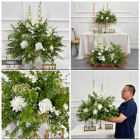 Boule de fleurs artificielles réalistes en gros pour centre de table de mariage, décoration en soie avec verdure pour la maison et les mariages