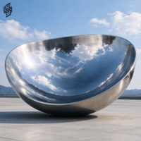 Sculpture en acier inoxydable concave polie sur mesure, art moderne, miroir métallique, statue pour la décoration de place en plein air