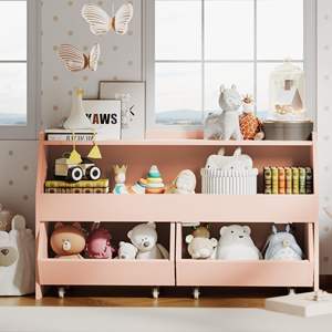 Étagère à jouets pour garçons et filles avec roulettes, armoires de rangement en bois bon marché, organisateur de casiers, bibliothèque pour enfants, armoire de rangement - Product Image 1