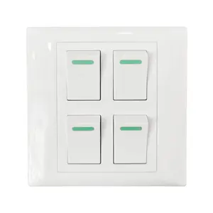 Plastic Panel New Model 4 Gang Switch Socket Electrical Switch 10A Mechanical Light Switches JK