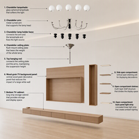 Buffet rustique en noyer avec étagères ouvertes et rangement, meuble TV, meuble de salon, fabrication sur mesure OEM