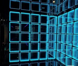 사용자 정의 led 벽 패널 온라인 유명 인사 라이트 박스 강화 유리 무제한 심연 거울 장식 포장 벽돌 빛