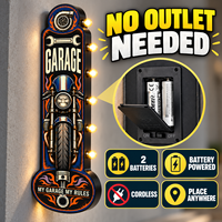 Enseigne lumineuse LED vintage en métal pour garage moto, atelier de motard, ou man cave - Décoration murale