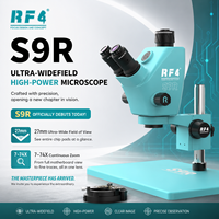 Microscope stéréoscopique trinoculaire RF4 S9R 7-74X avec oculaires WF10X/27, champ ultra-large, éclairage LED 144, caméra pour réparation de téléphones