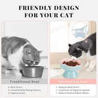 Bol en céramique surélevé pour l'alimentation lente, design floral, assiette en verre pour animaux, alimentation saine pour chats et petits chiens, utilisation pour aliments secs et humides
