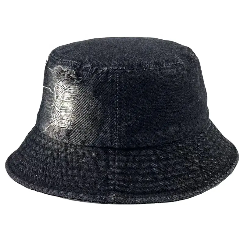 Sombrero de cubo vaquero deshilachado, diseño deshilachado, Estilo Vintage, para verano, 56cm, 58cm, 60cm, 62cm, 68cm