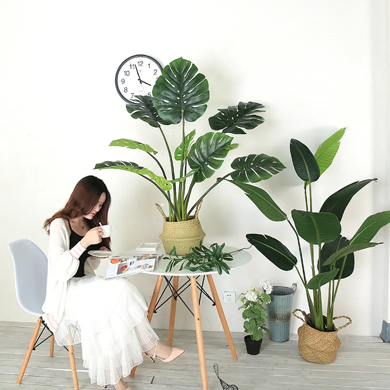 Luyue Tanaman Bonsai Plastik, Dekorasi Dalam Ruangan Luar Ruangan Taman Rumah Tanaman Palsu Pohon Palem Tropis untuk Pohon Bonsai