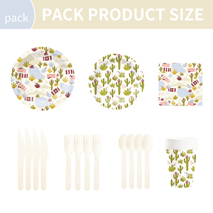 Juego de Vajilla con Temática de Plantas DAMAI para Decoración de Fiestas de Vaqueros, Incluye 7 y 9 Platos de Papel, Vasos y Servilletas para 8 Personas - Product Image 2