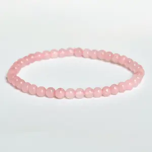 Nouveau Design 4mm 6mm 8mm 10mm Gelée Rose Cristal Bracelet Mignon Élastique Empilable Perlé Bracelet Pour Les Femmes