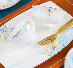 Venta directa de los fabricantes, nuevo juego de vajilla de cerámica de lujo ligero chino, 60 piezas, juego de cuencos de comedor para 10 personas, regalo - Product Image 4