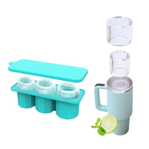2024 BPA Free Silicone Ice Cube Mold Tray Maker with Lid for 30oz & 40oz Travel Mug Stanley Tumbler Cup