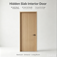 Nouvelle porte intérieure en bois massif, design uni, pré-montée, avec poignée encastrée invisible, pour chambre à coucher.