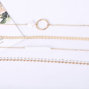 N65001 gros mode 4 pièces bracelet ensemble bijoux plaqué or chaîne en perles de rocaille cercle charme bracelet pour les femmes - Product Image 2
