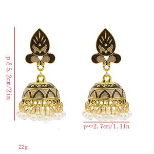 Indian Jhumka <strong>Earrings</strong> Ethnic Vintage <strong>Gold</strong> Alloy Bollywood Oxidized Bell <strong>Dangle</strong> <strong>Earrings</strong> Beads Tassel for Women - Product Image 6