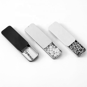 กล่องเหล็กเลื่อนสีพื้น น้ำเงิน ขาว เงิน รูปทรงสี่เหลี่ยมผืนผ้าขนาดเล็ก สำหรับใส่อาหาร ขนม ยา หรือกุญแจ - Product Image 6