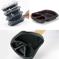 Boîte à lunch jetable en pp avec couvercle Conteneur congelé à plusieurs compartiments en plastique à emporter pour aliments au micro-ondes Emballage de restaurant