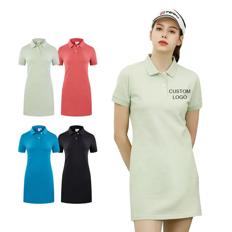 Wholesales high quality casual 100% cotton short sleeve slim fit lady golf polo dress custom designer blank plain dress