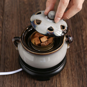Eléctrico chino <span class=keywords><strong>de</strong></span> Incienso <span class=keywords><strong>de</strong></span> cerámica tazón <span class=keywords><strong>aceite</strong></span> esencial Quemador latón habitación fragancia Quemador Incienso casa decoración EF50XL - Product Image 3