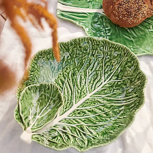 Assiette créative en céramique en forme <span class=keywords><strong>de</strong></span> <span class=keywords><strong>feuille</strong></span> <span class=keywords><strong>de</strong></span> <span class=keywords><strong>chou</strong></span>, assiette à salade verte, plat <span class=keywords><strong>de</strong></span> service, <span class=keywords><strong>vaisselle</strong></span> décorative pour restaurant, hôtel, maison - Product Image 6
