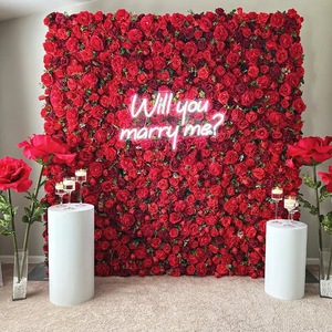 8x8 ft vải nền trang trí đám cưới hoa mẫu đơn nhân tạo <span class=keywords><strong>Rose</strong></span> 3D Hoa Tường - Product Image 1