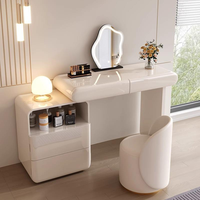 Table de Maquillage Moderne de Luxe avec Éclairage Réglable, en Bois Massif Blanc et Noir, pour Chambre à Coucher, Meuble de Maison, Vente Chaude