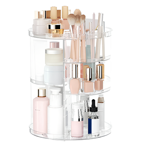 Xoay thân thiện với môi trường hiện đại <span class=keywords><strong>Acrylic</strong></span> trang điểm có thể điều chỉnh lớp quay bàn chải mỹ phẩm giữ nước hoa Khay mỹ phẩm kệ trưng bày - Product Image 1