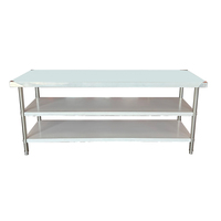 Table de travail en acier inoxydable de qualité supérieure Équipement de cuisine et de restaurant Trois couches avec tube rond Banc de travail bon marché