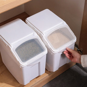 Rice Storage <b>Container</b> Flip Top White Rectangle Moisture Proof Household Use - Product Image 4